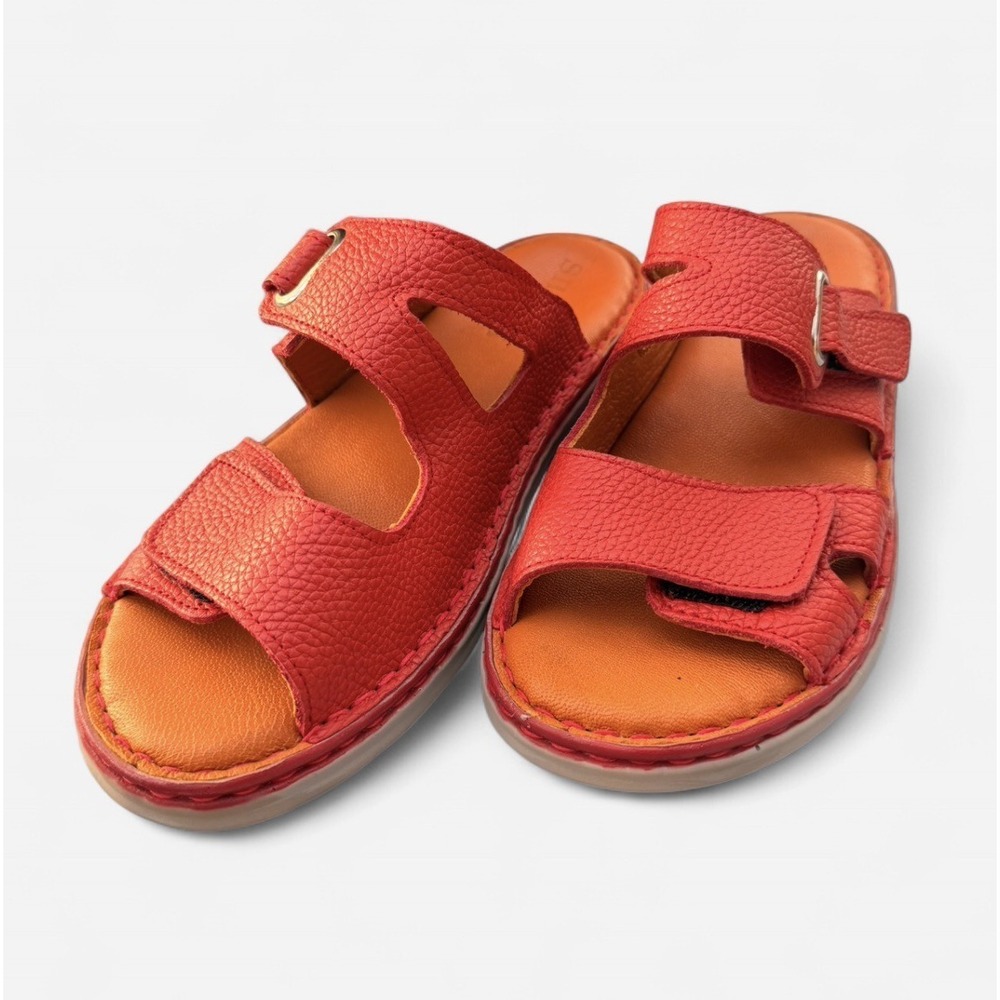 Maxim Sienna Red Leather Adjustable Strap‎ Flat Sandals EU 39 US Womens 8.5